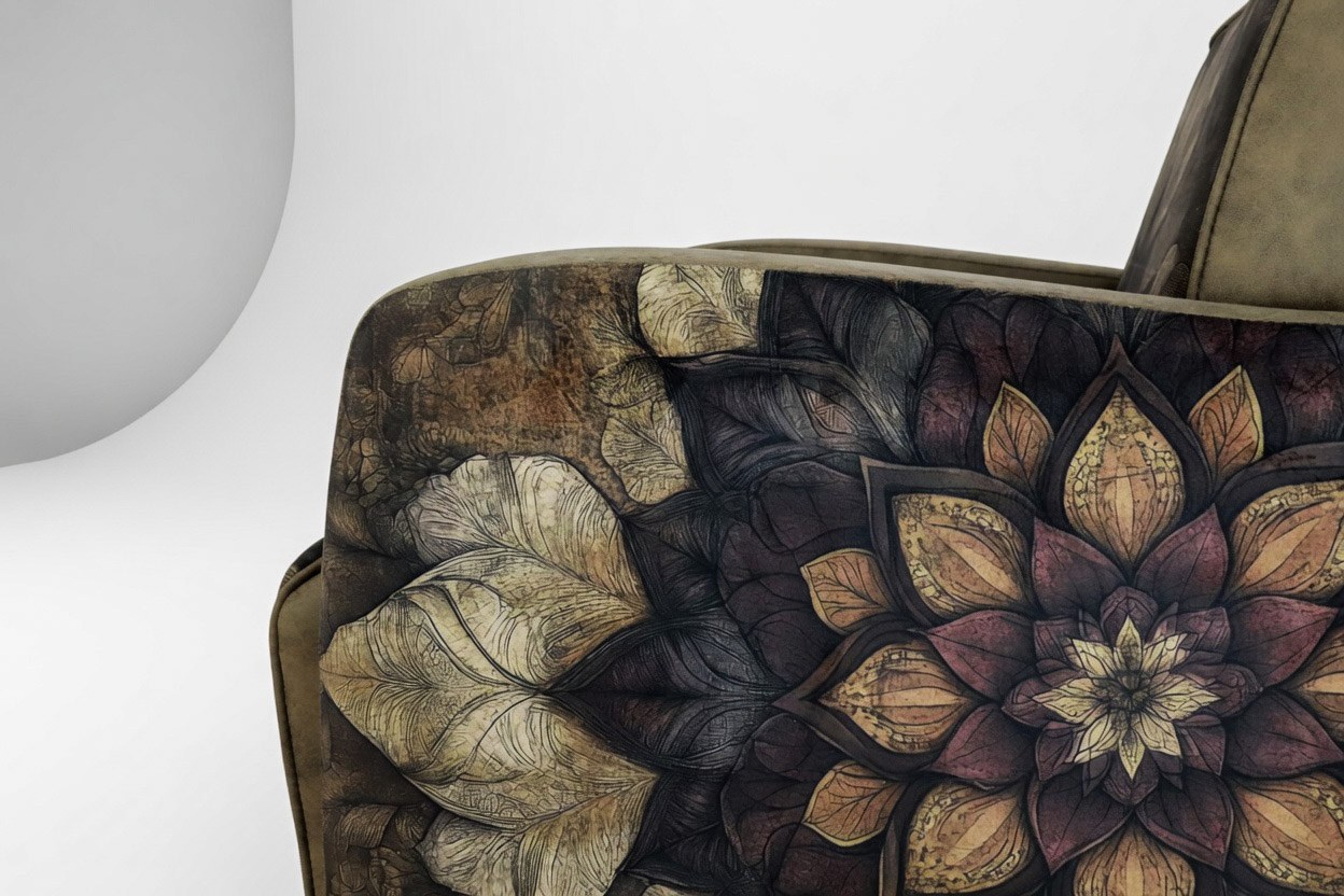 Detalhe da arte mandala aplicada ao revestimento